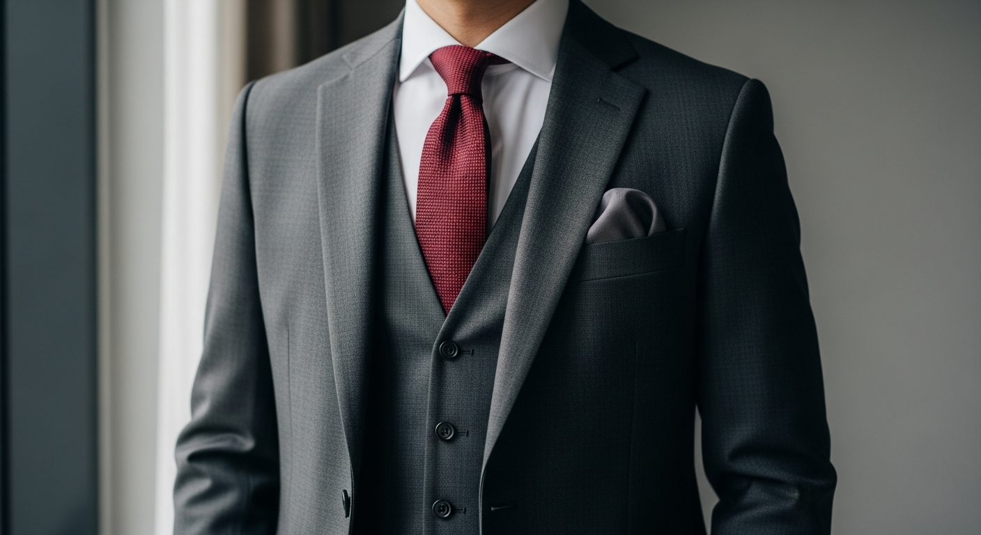 Cloudstyle men's three-piece slim fit suit in black formal wear