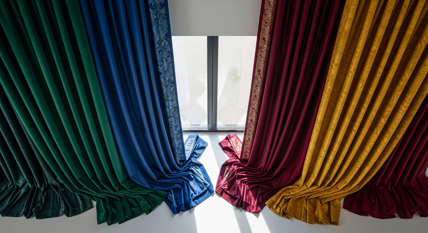 Elegant custom made curtains and drapes hanging on a window