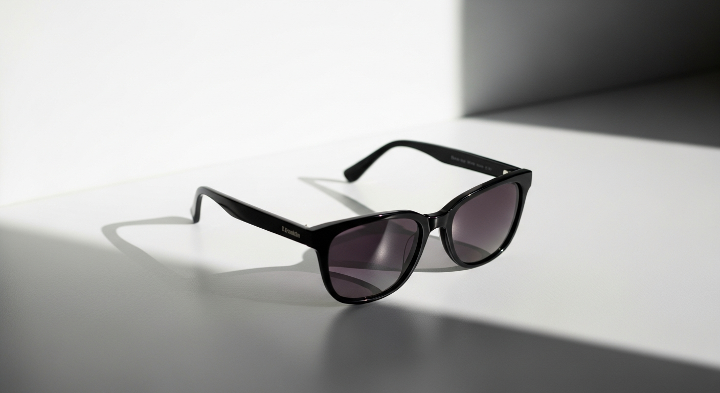 D.Franklin Orion Full Logo Black and Red sunglasses on white background