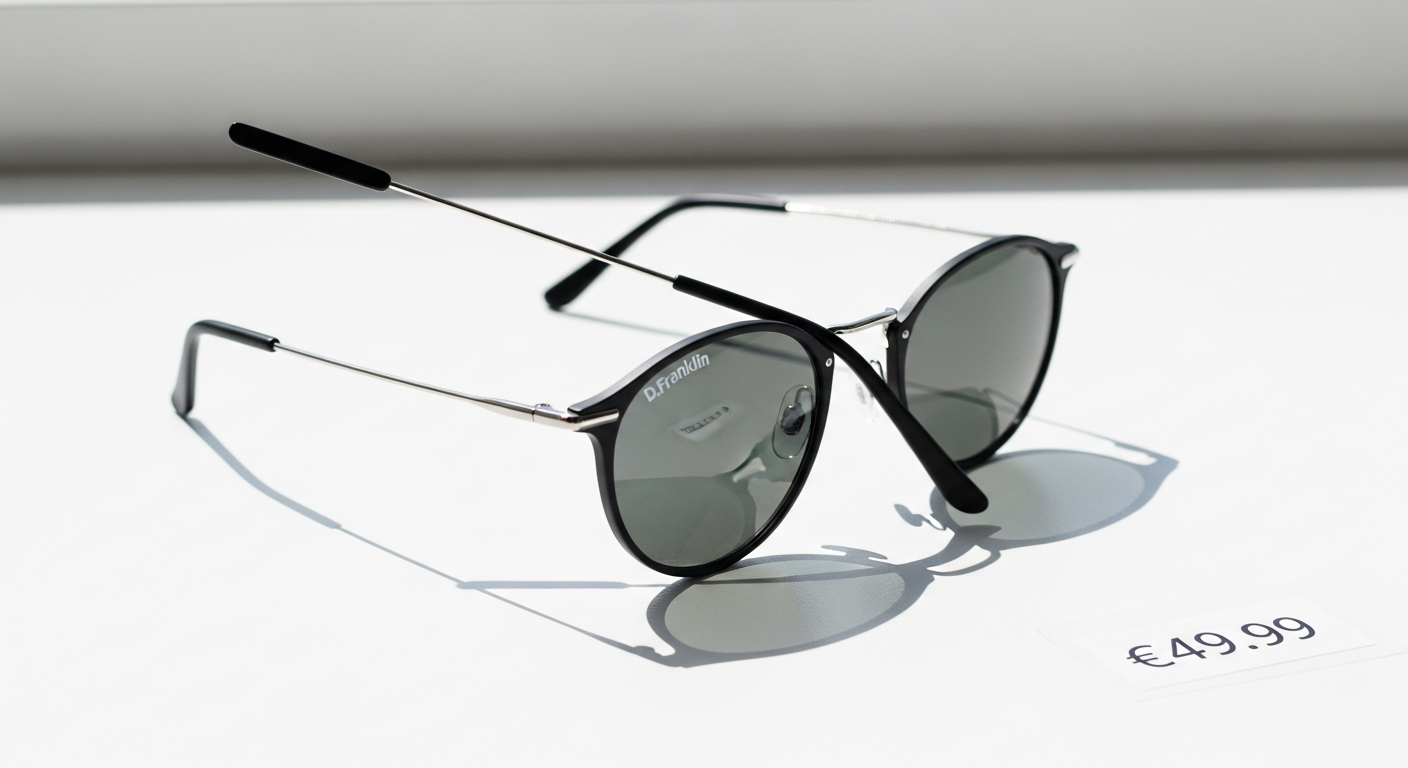 D.Franklin Ultra Light S Round sunglasses in Crystal Grey and Black frames