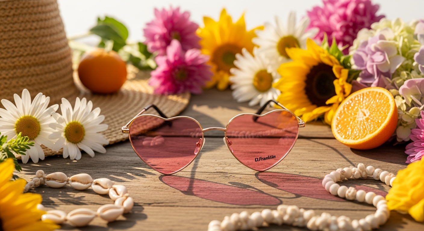 D.Franklin heart-shaped polarized sunglasses with UV400 protection and acetate frames