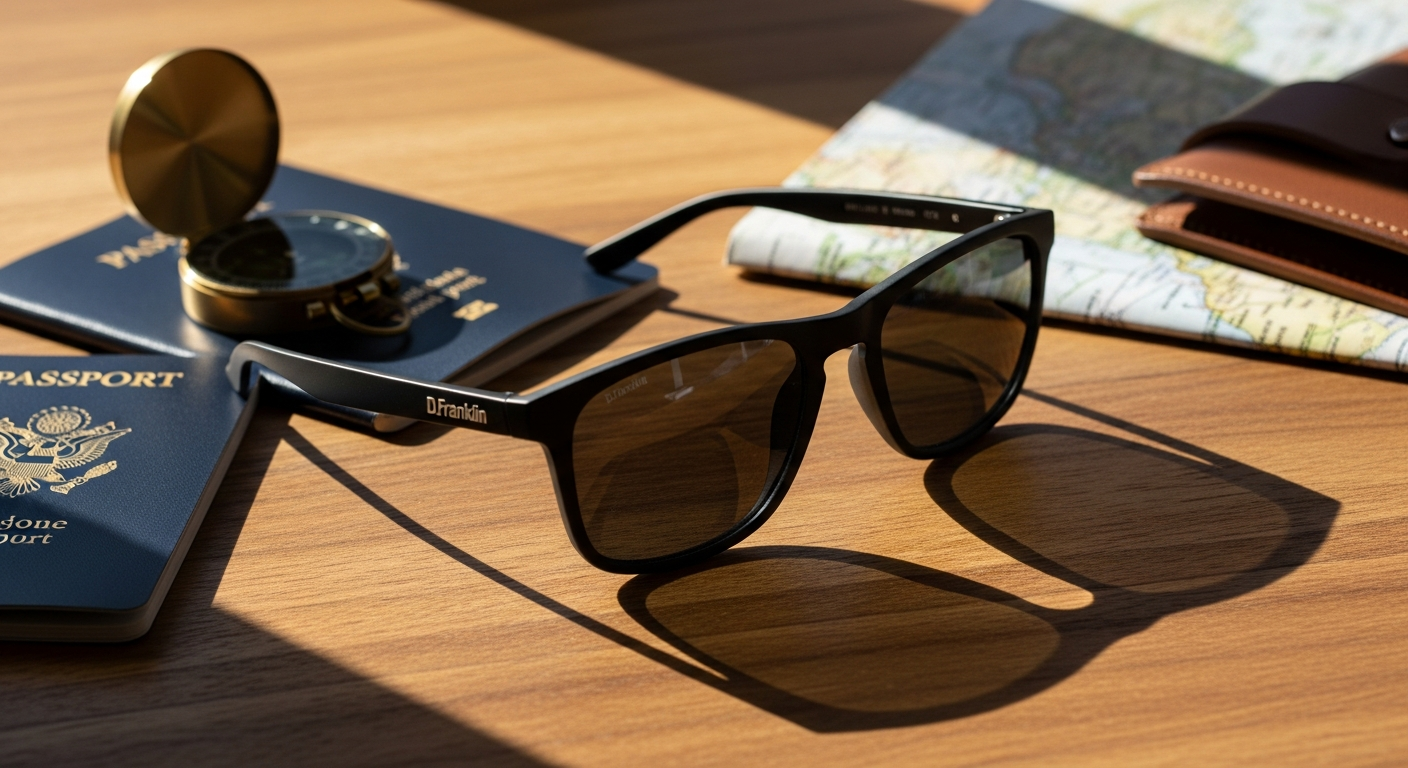 D.Franklin stylish polarized sunglasses in various frame shapes and colors displayed together