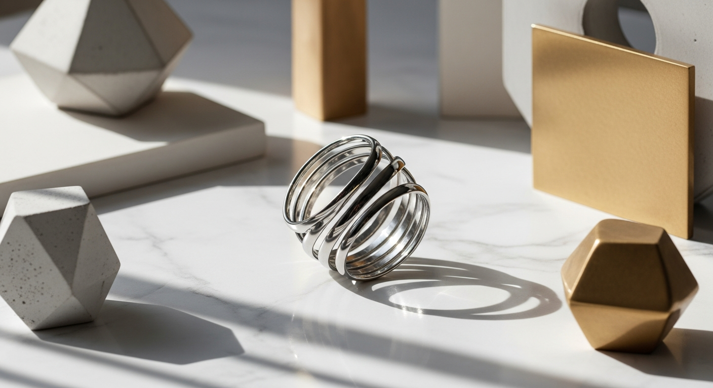 Estée Lalonde Flow Ring twisted sculptural design in sterling silver and gold plating
