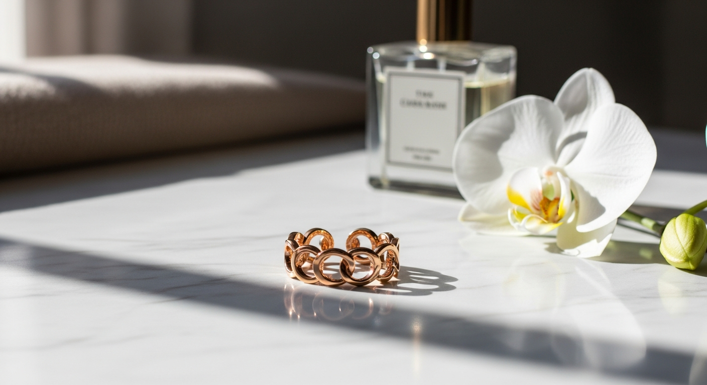 Estée Lalonde Flow Ring in recycled sterling silver and gold plate on elegant hand display