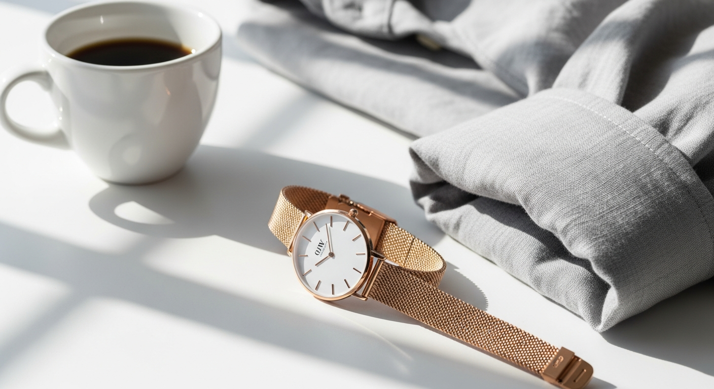 Daniel Wellington Classic Petite minimalist watch with interchangeable leather strap