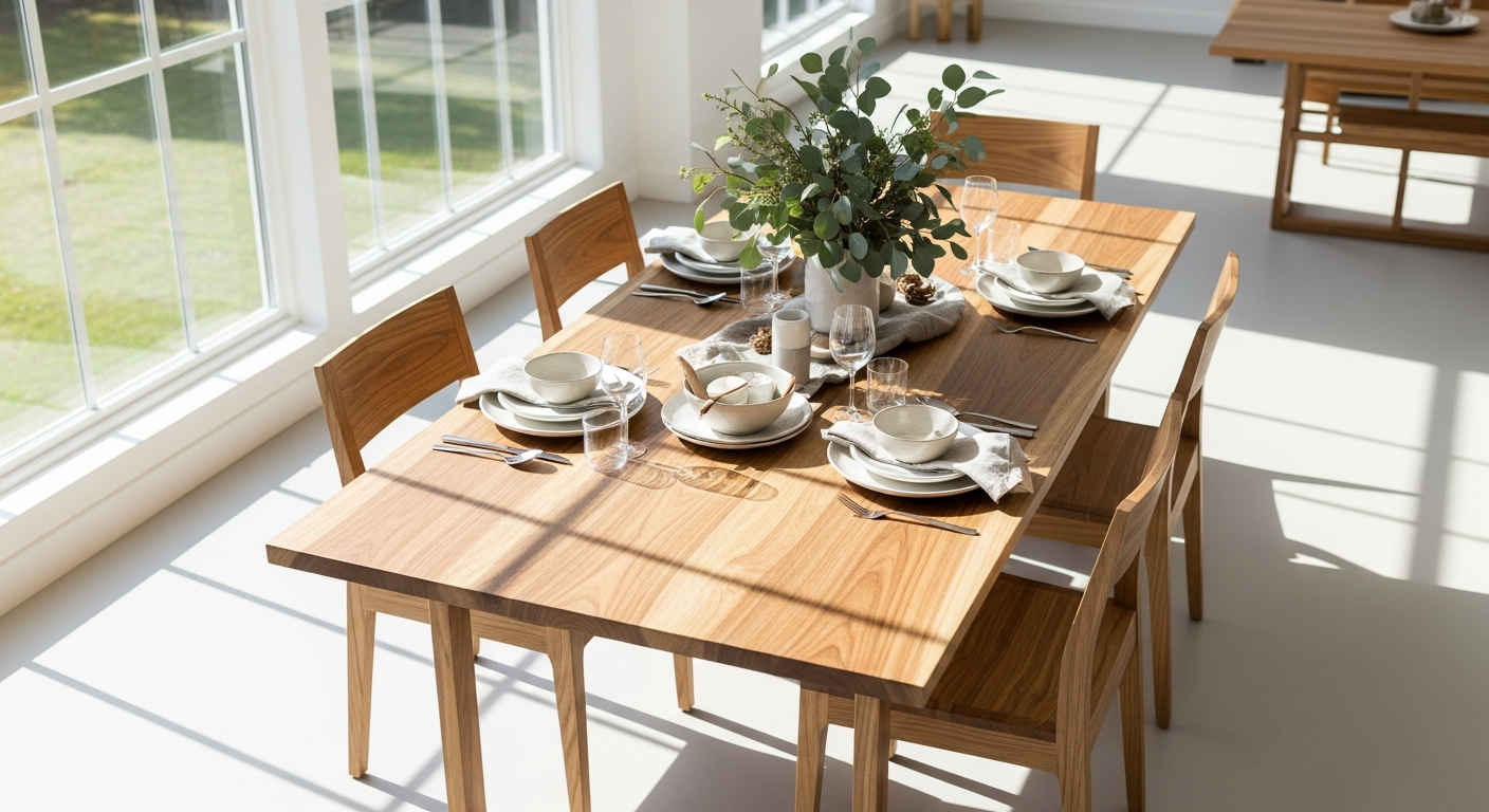 CASARIA Vanamo eucalyptus dining set with expandable table and folding chairs on patio