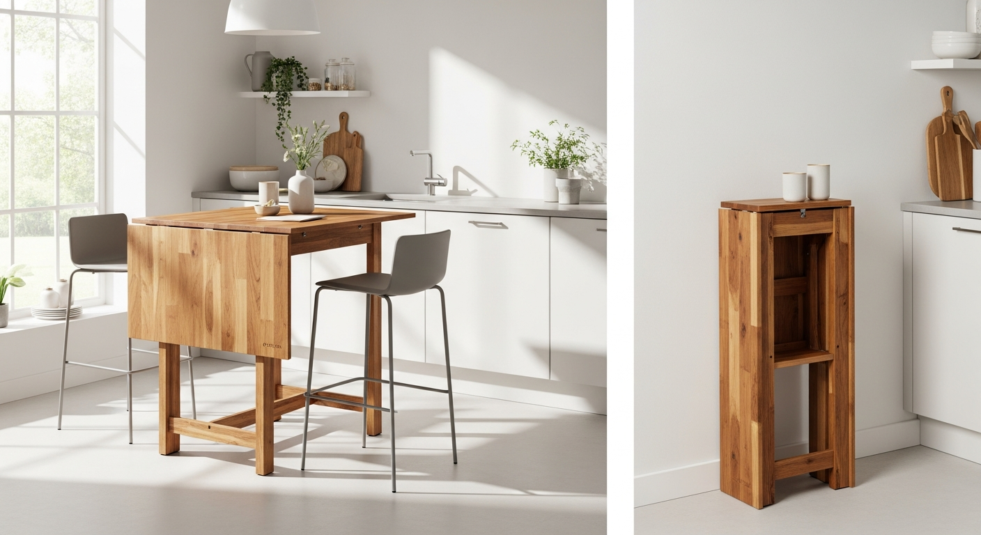 CASARIA Foldable Acacia Wood Bar Table in garden setting with drinks