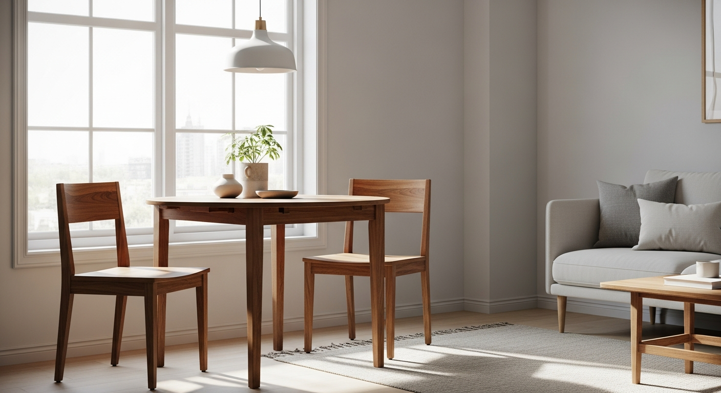 Casaria Acacia Wood Folding Garden Side Table on small outdoor balcony