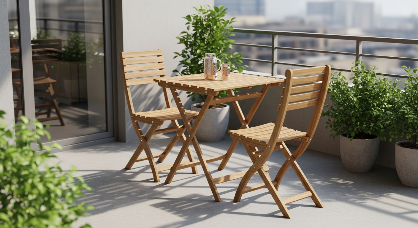 CASARIA folding wooden beer garden set with table and benches on patio