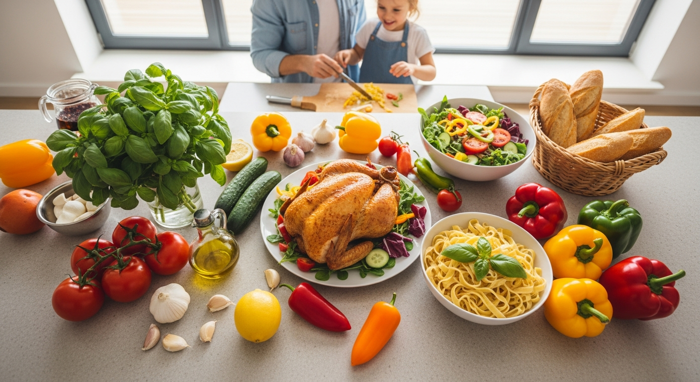 Family enjoying a home-cooked meal together at the dinner table