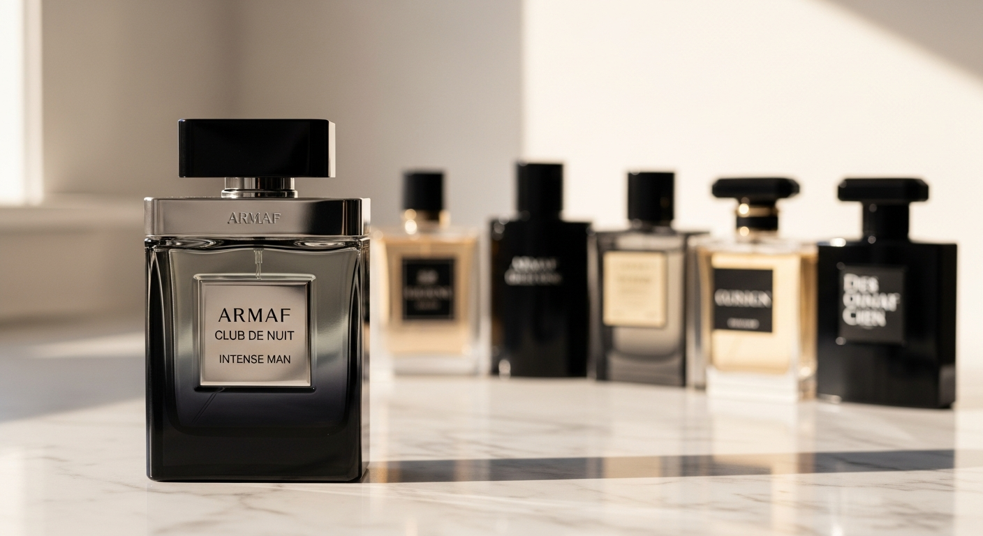 Armaf Club De Nuit Intense Man Eau de Toilette fragrance bottle with woody spicy scent profile