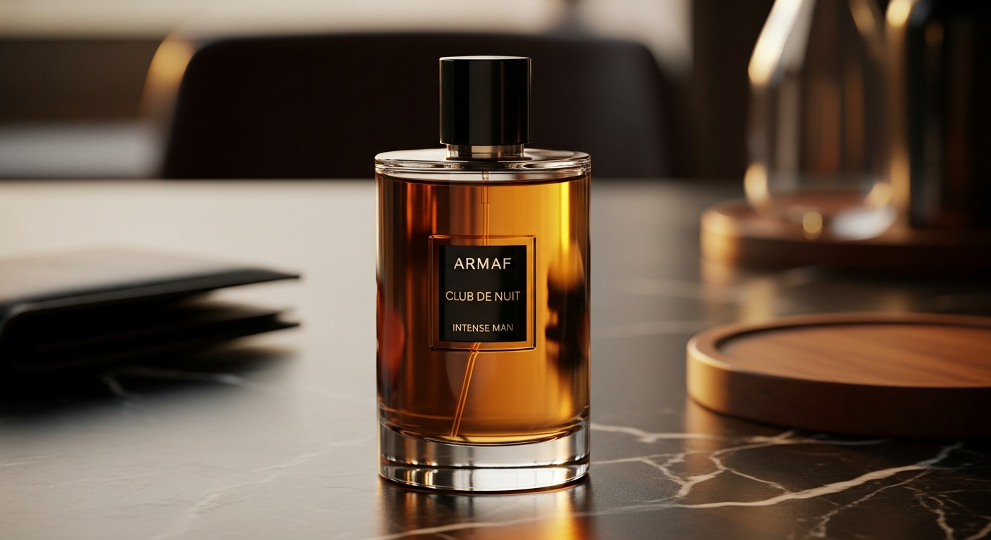 Armaf Club De Nuit Intense Man EDT fragrance bottle on neutral background