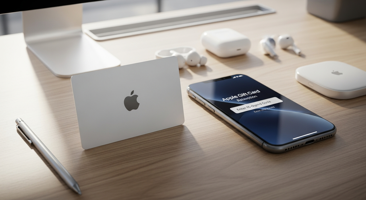 Apple Gift Card digital code displayed on smartphone screen with redemption interface