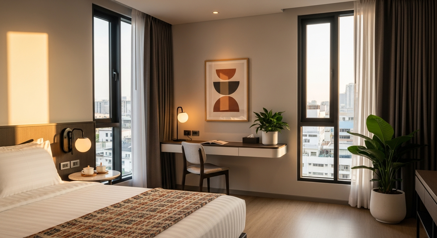 Modern ASAI Bangkok Chinatown Hotel lobby with contemporary design and communal gathering spaces