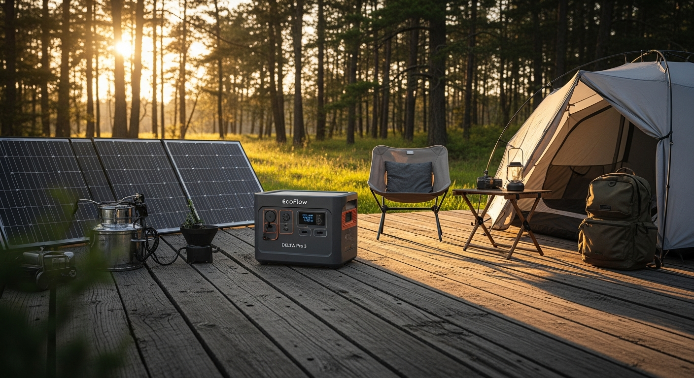EcoFlow DELTA Pro 3 portable power station with expandable battery modules for off-grid homes