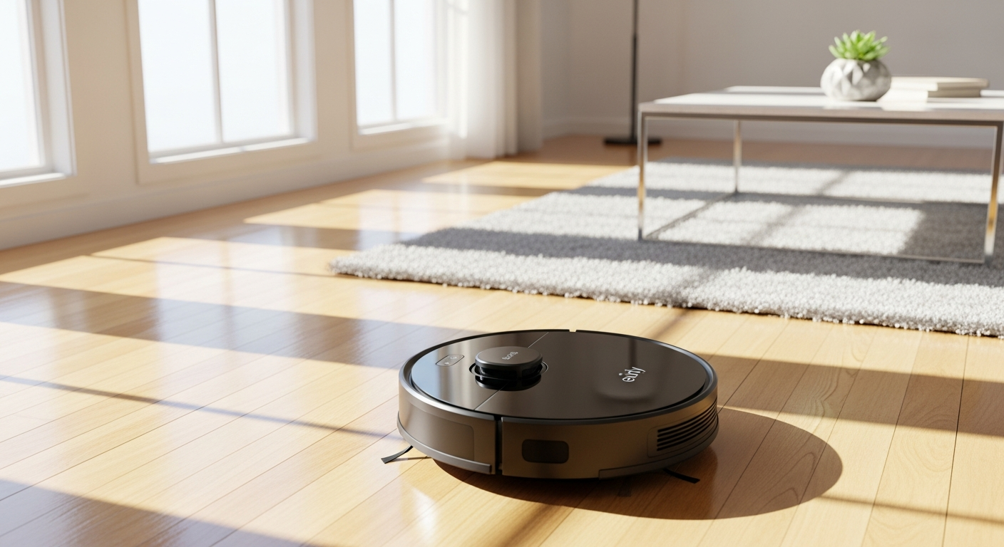 Eufy RoboVac 11S slim robot vacuum cleaner on hardwood floor