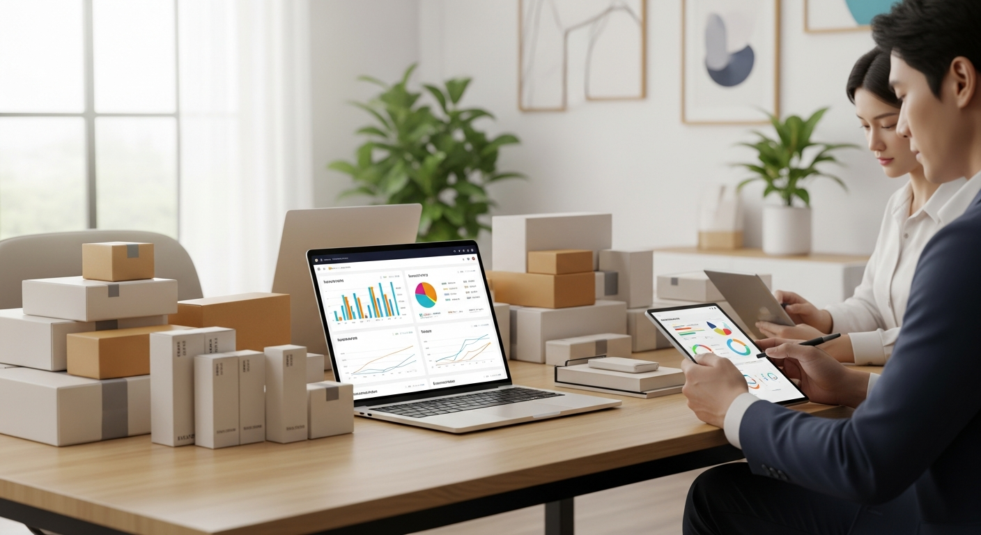 Finson Connect Business Management Software dashboard showing real-time inventory tracking and sales operations