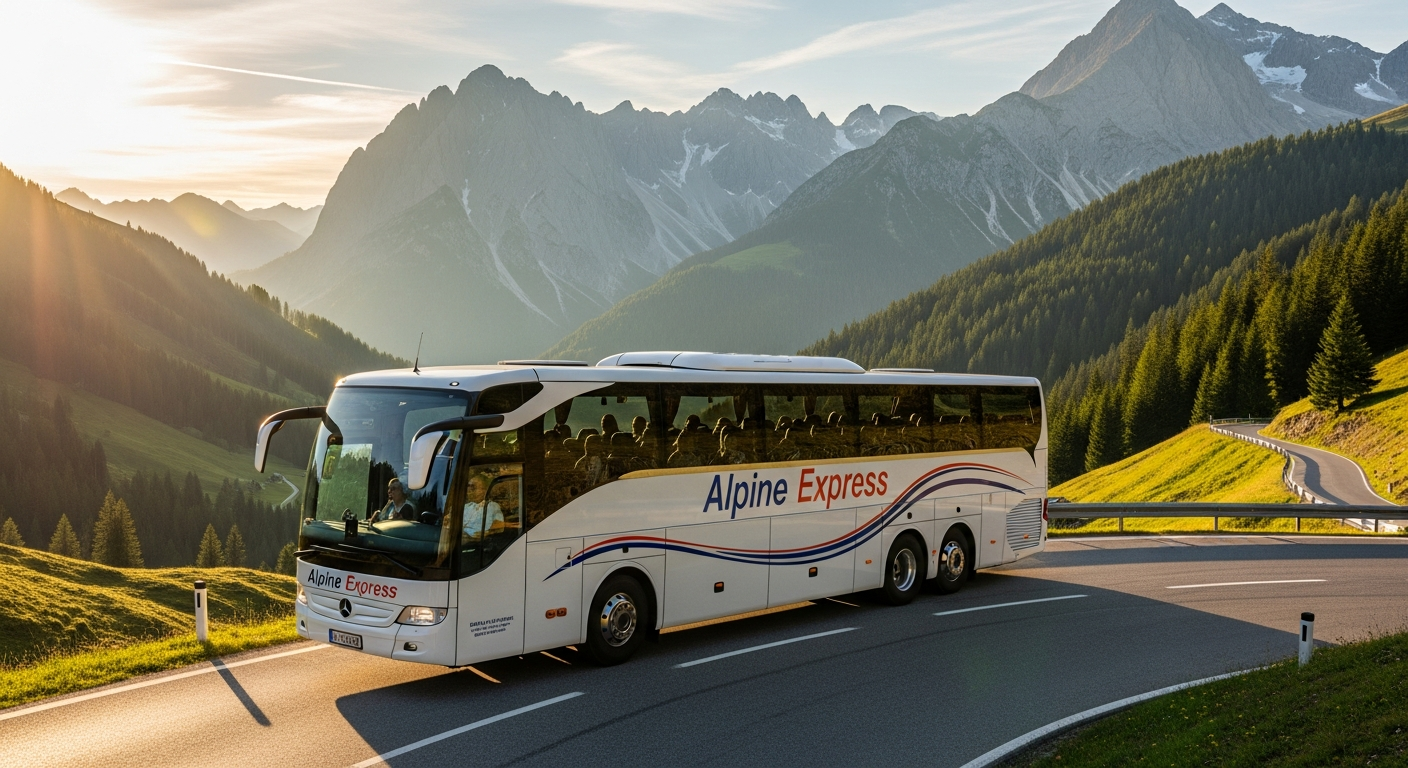 Flixbus coach bus traveling on Austrian highway between Vienna and Salzburg cities