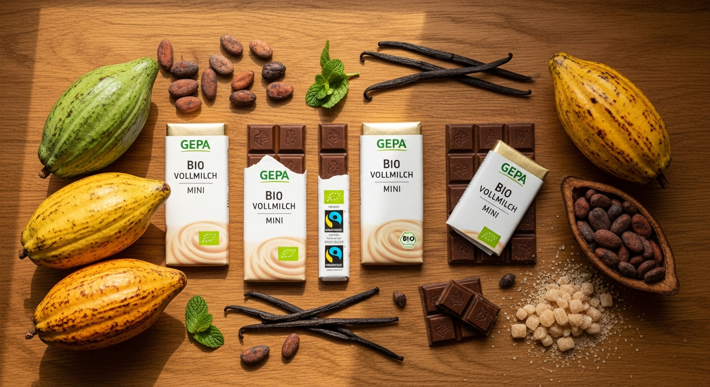 GEPA Bio Vollmilch Mini Schokolade fair trade organic chocolate bar package