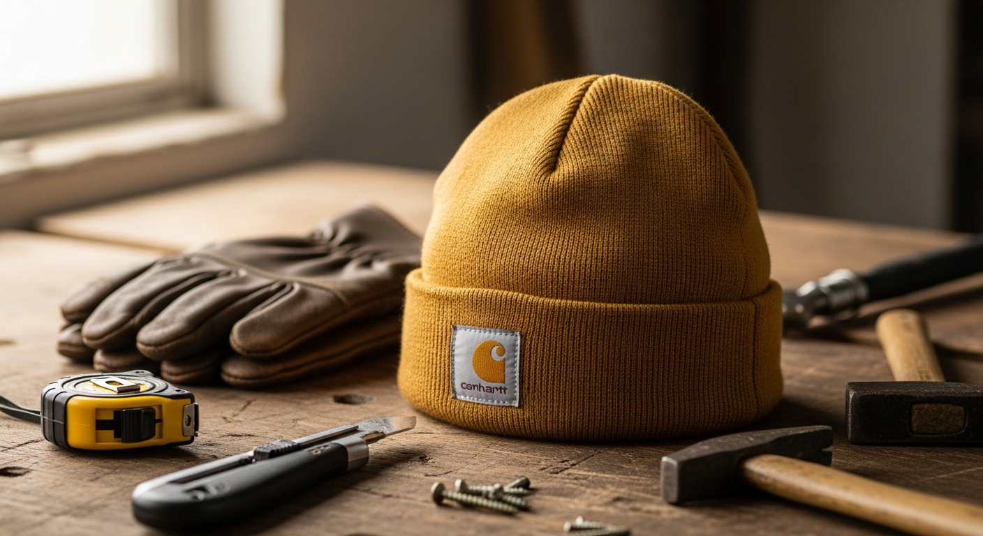 Carhartt A18 Watch Hat Beanie in classic black displayed on white background