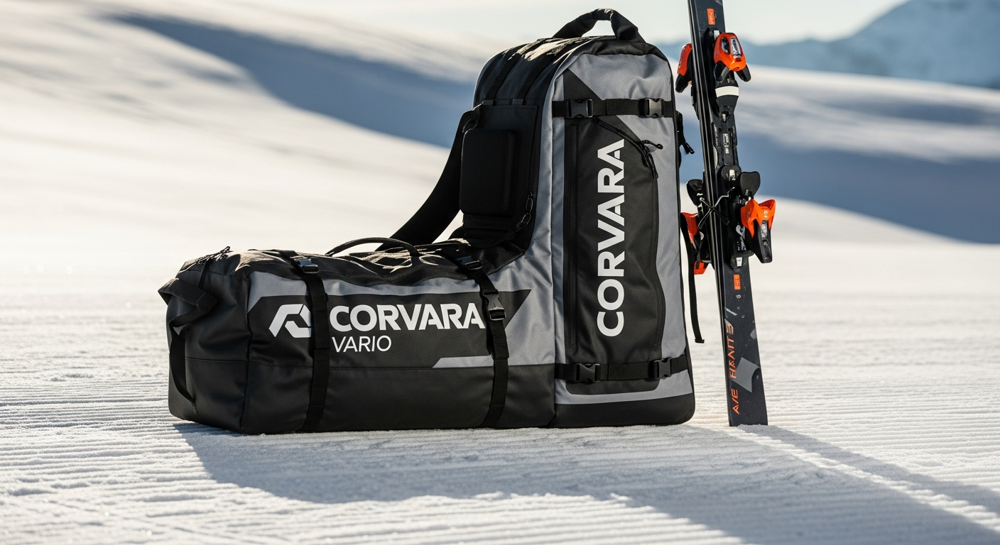 Gigasport Corvara Vario Ski Bag displayed with skis and winter gear