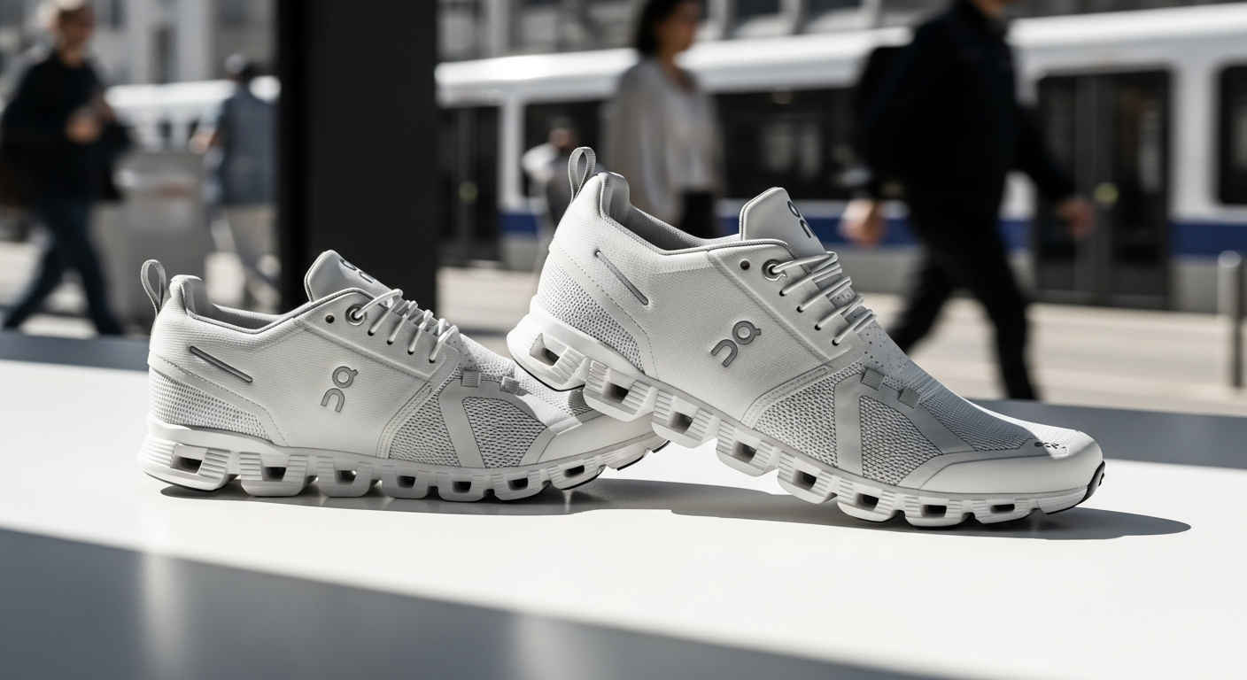 On Cloud 6 lightweight sneaker displayed on urban street surface with minimalist design