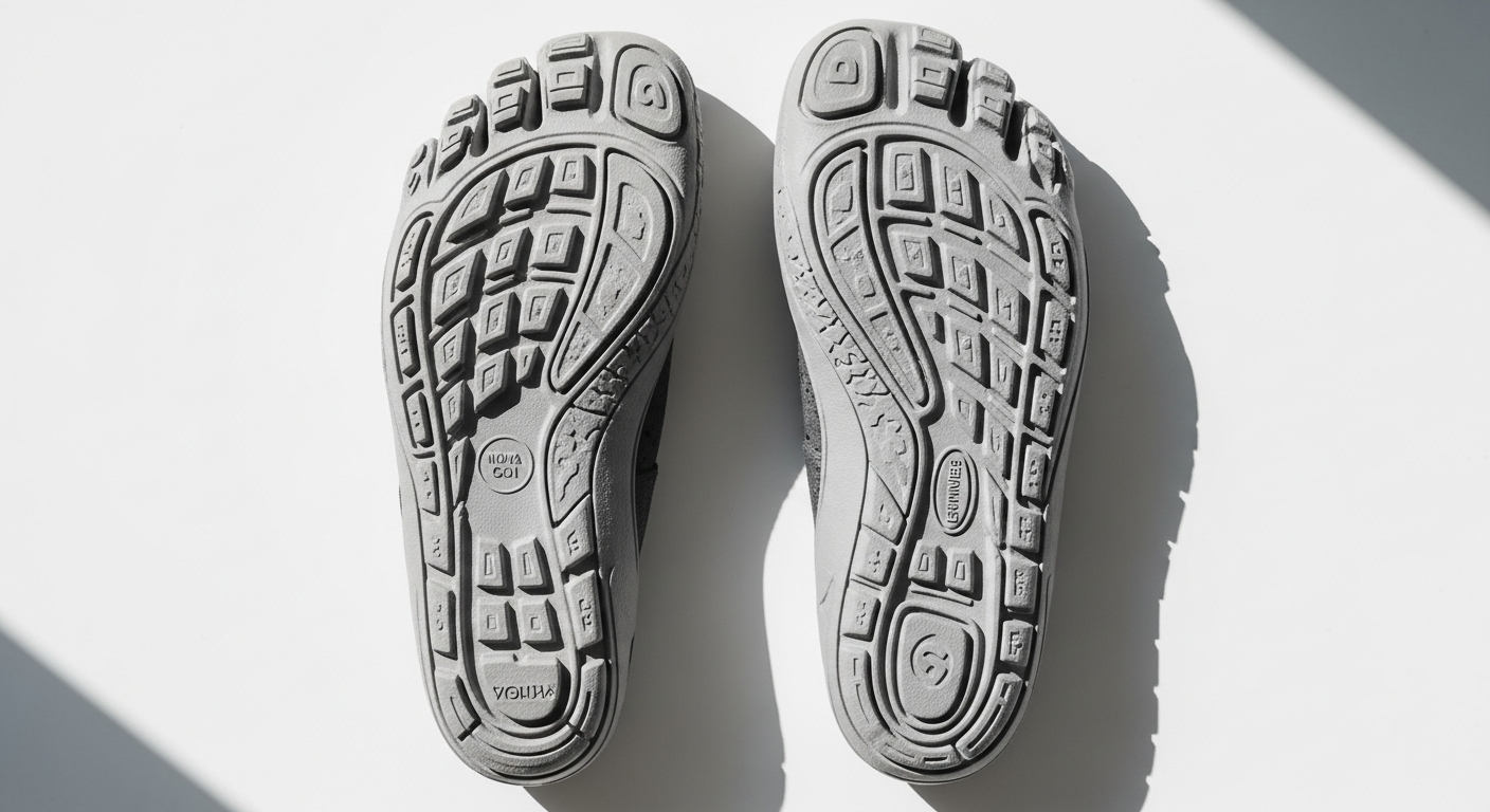 Groundies Nova barefoot leather sneaker in neutral color displayed on white background