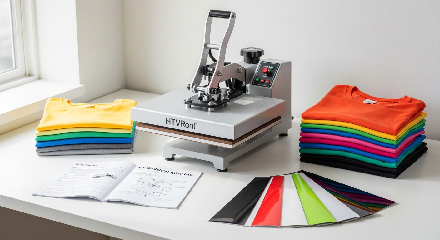 HTVRont Automatic Heat Press Machine with digital control panel and slide-out tray