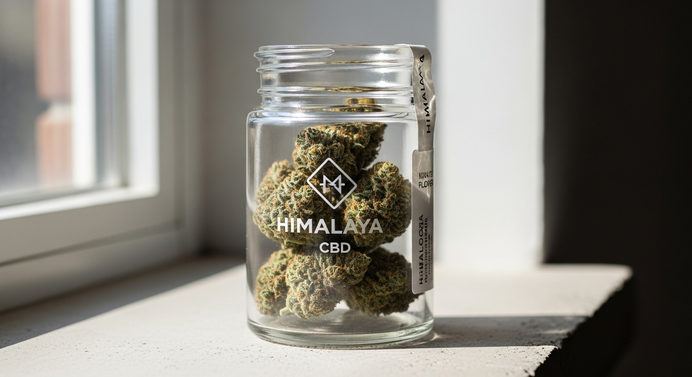 Himalaya 40% Superior CBD Flower premium cannabis product packaging and buds