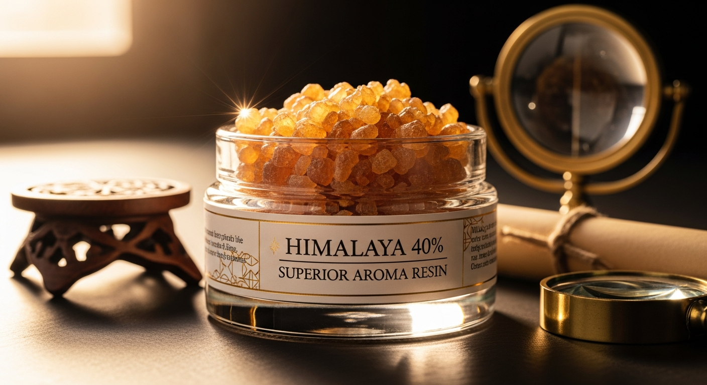 Premium Himalaya 40% Superior Aroma Resin product display from Happy 420 DE