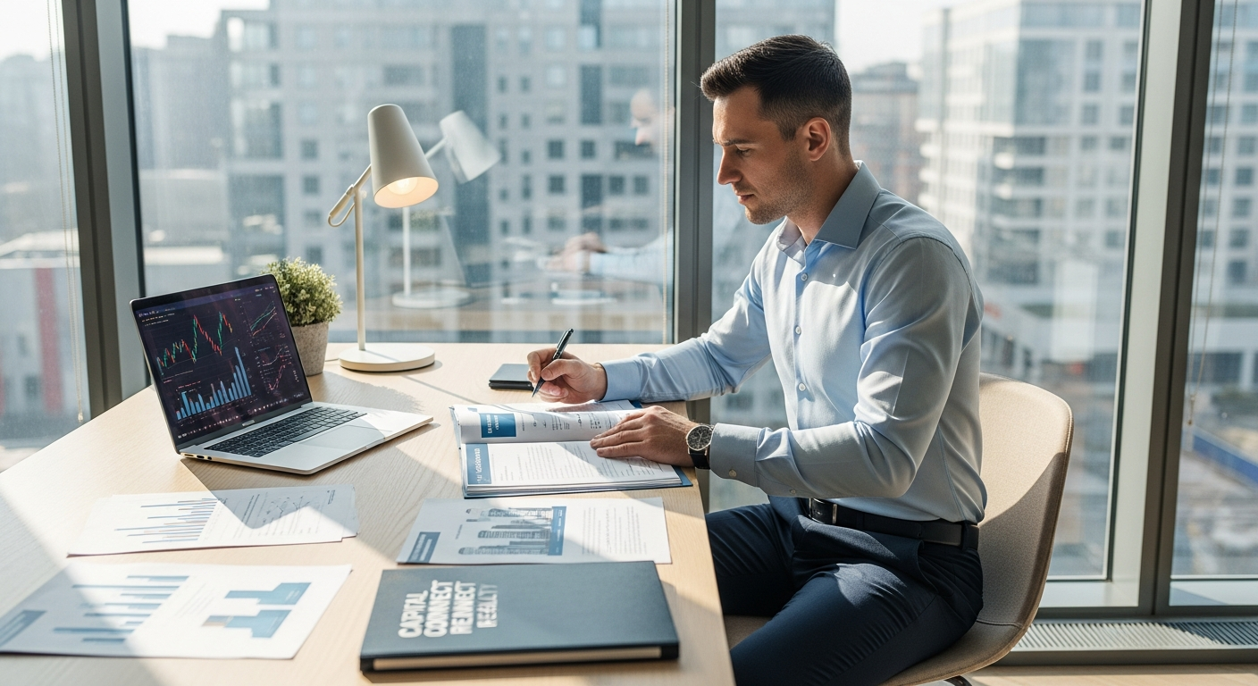 Real estate investor and private lender shaking hands in professional office setting