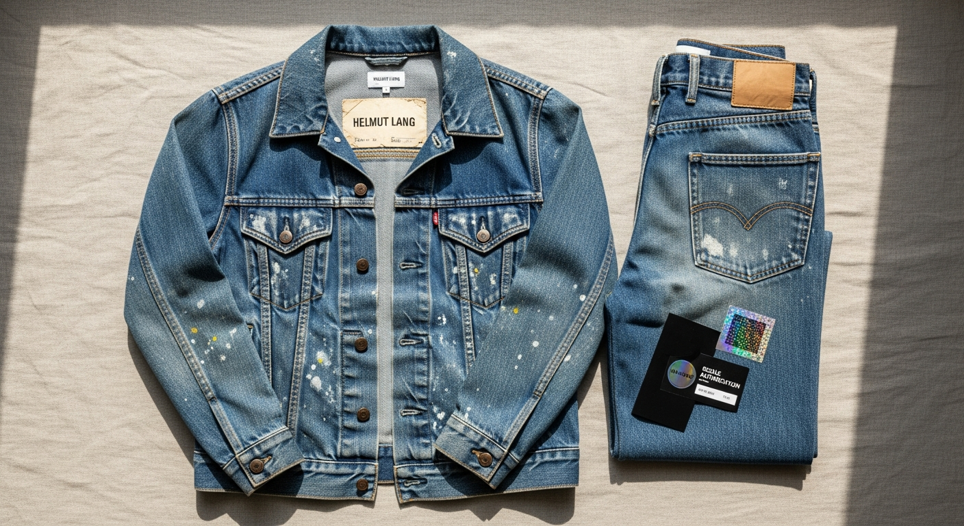 Vintage Helmut Lang OG Painter Denim jeans with hand-applied paint splattering detail