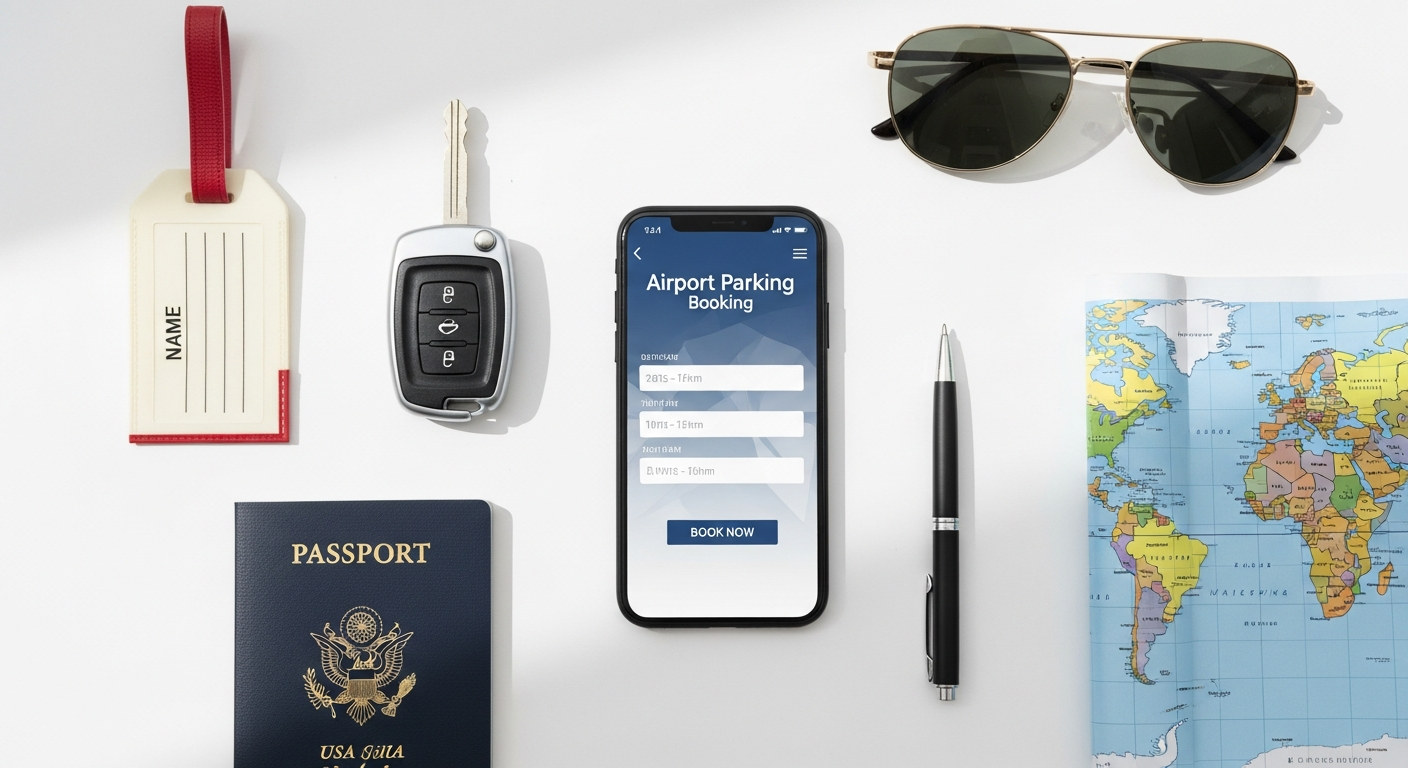 Holiday Extras airport parking booking platform interface showing parking options and pricing