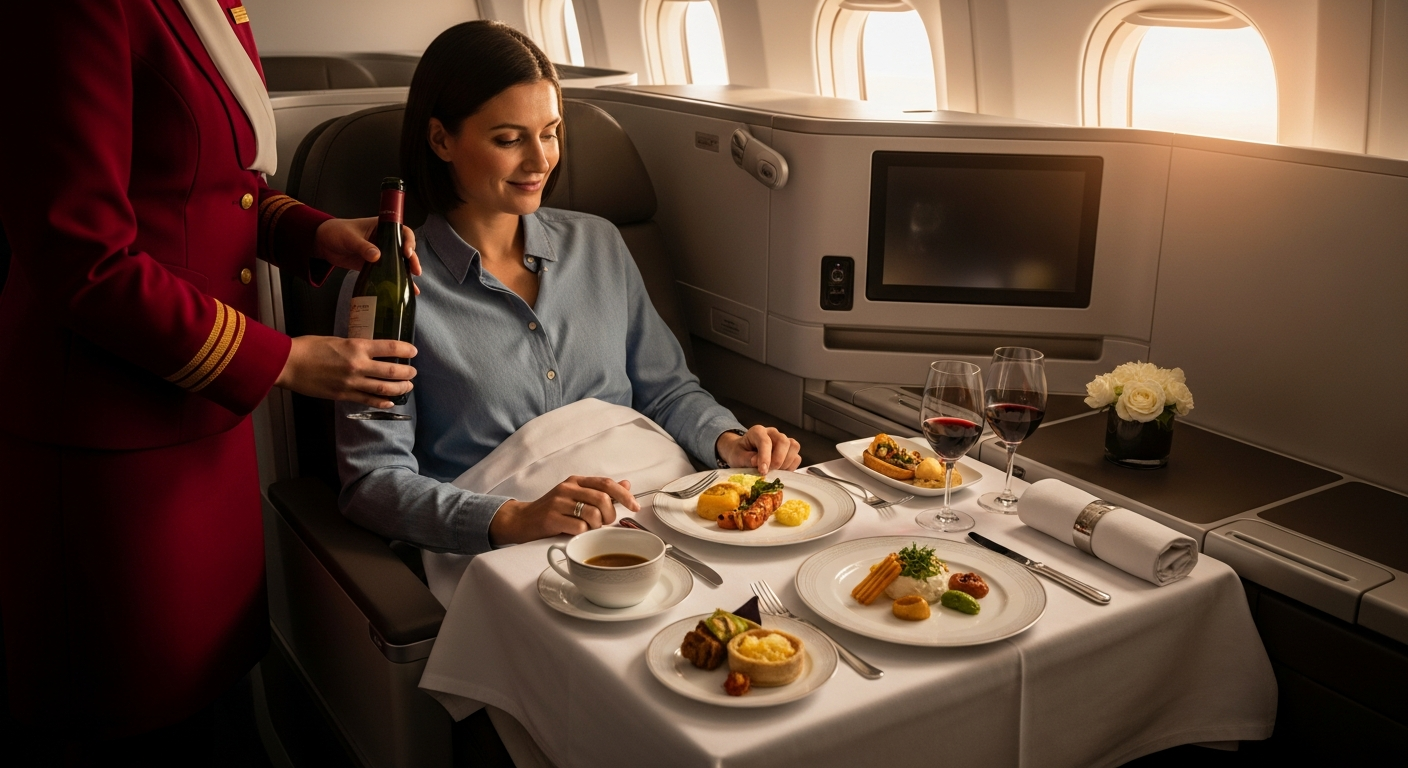 ITA Airways modern aircraft cabin interior with business class seating