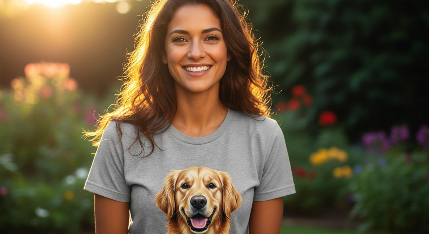 Custom dog portrait t-shirt featuring hand-drawn Western cowboy art style design