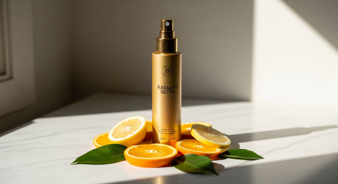 Zhuzh! Tan Accelerator Spray bottle with golden tan liquid displayed against sunny background
