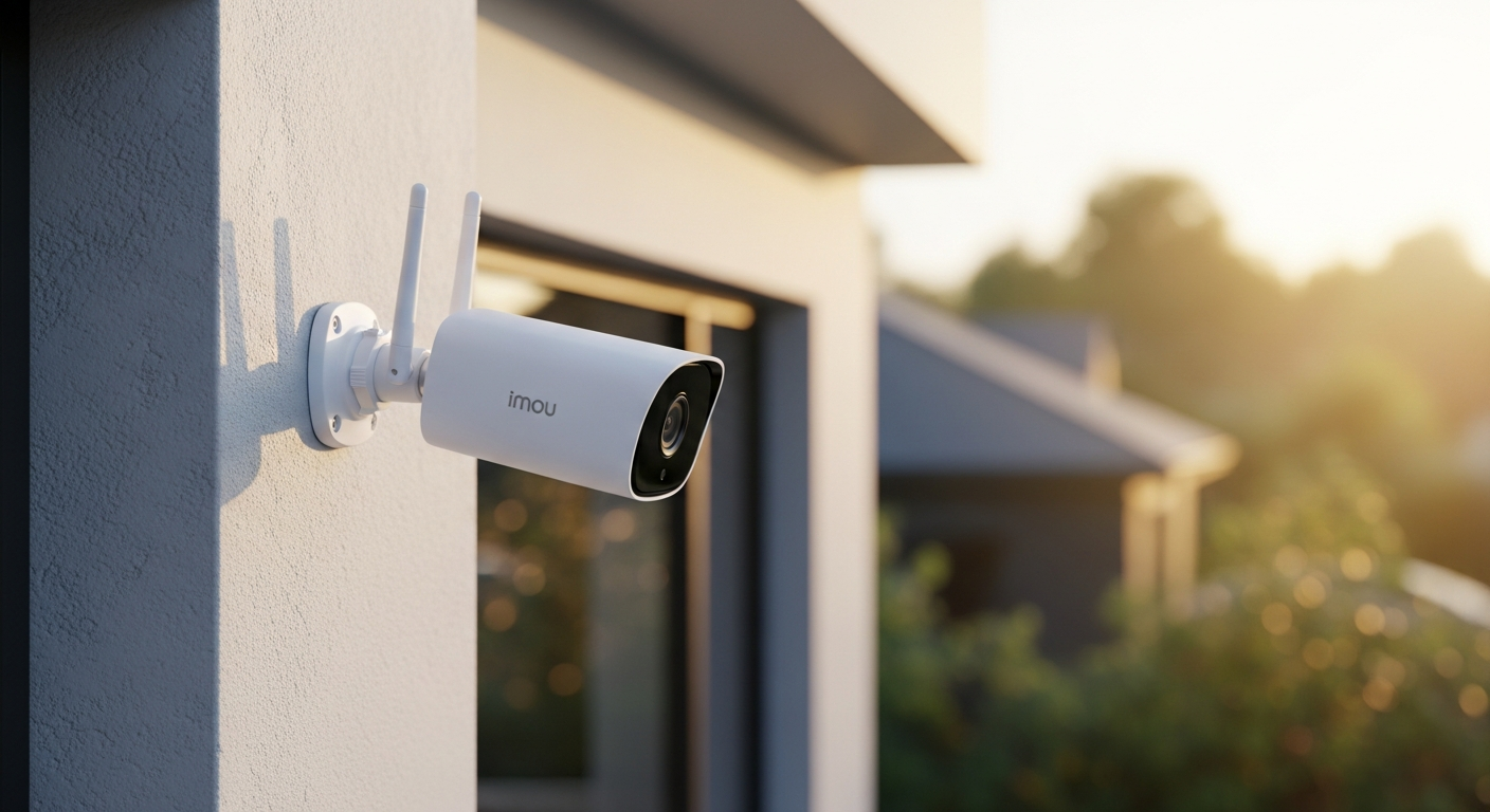 Imou Bullet 2C 4MP outdoor security camera mounted on white wall