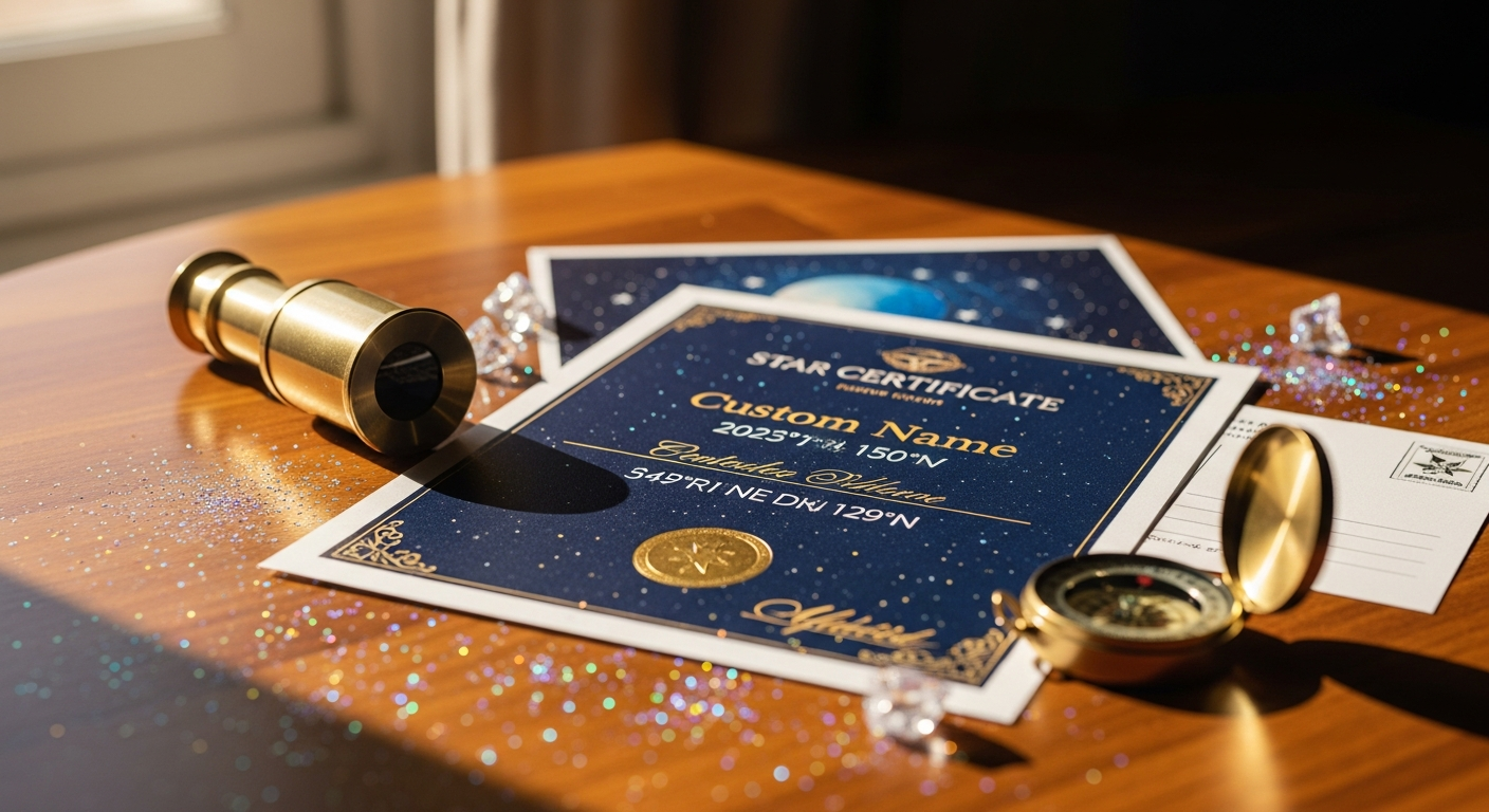 Personalized star gift certificate with AR app and premium stellar box
