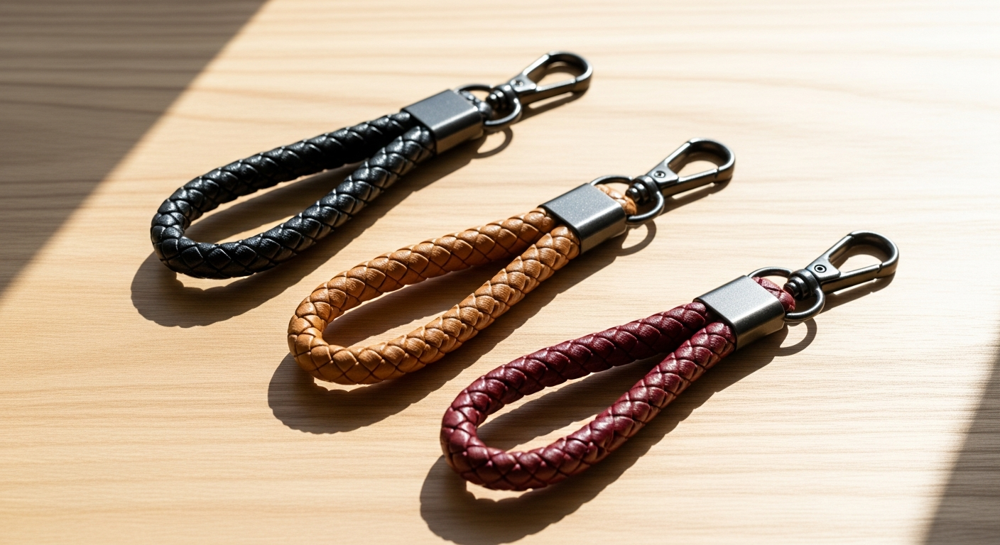 Braided Faux Leather Car Keychain Guide