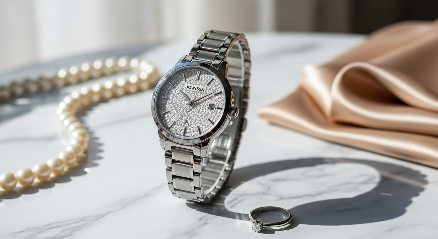 Jowissa Facet Strass Swiss Ladies Watch with faceted crystal and mother-of-pearl dial