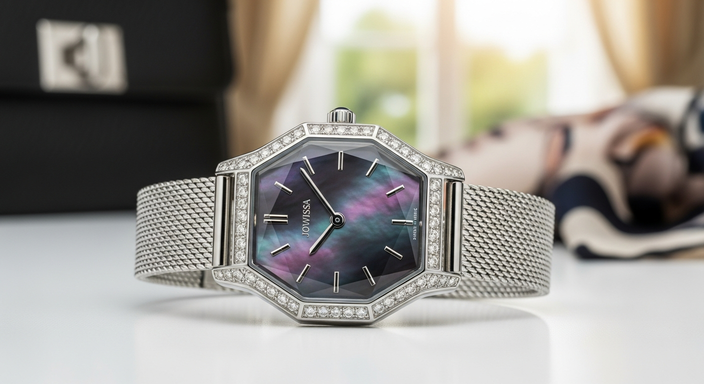 Jowissa Facet Strass Swiss Ladies Watch with faceted crystal design on wrist