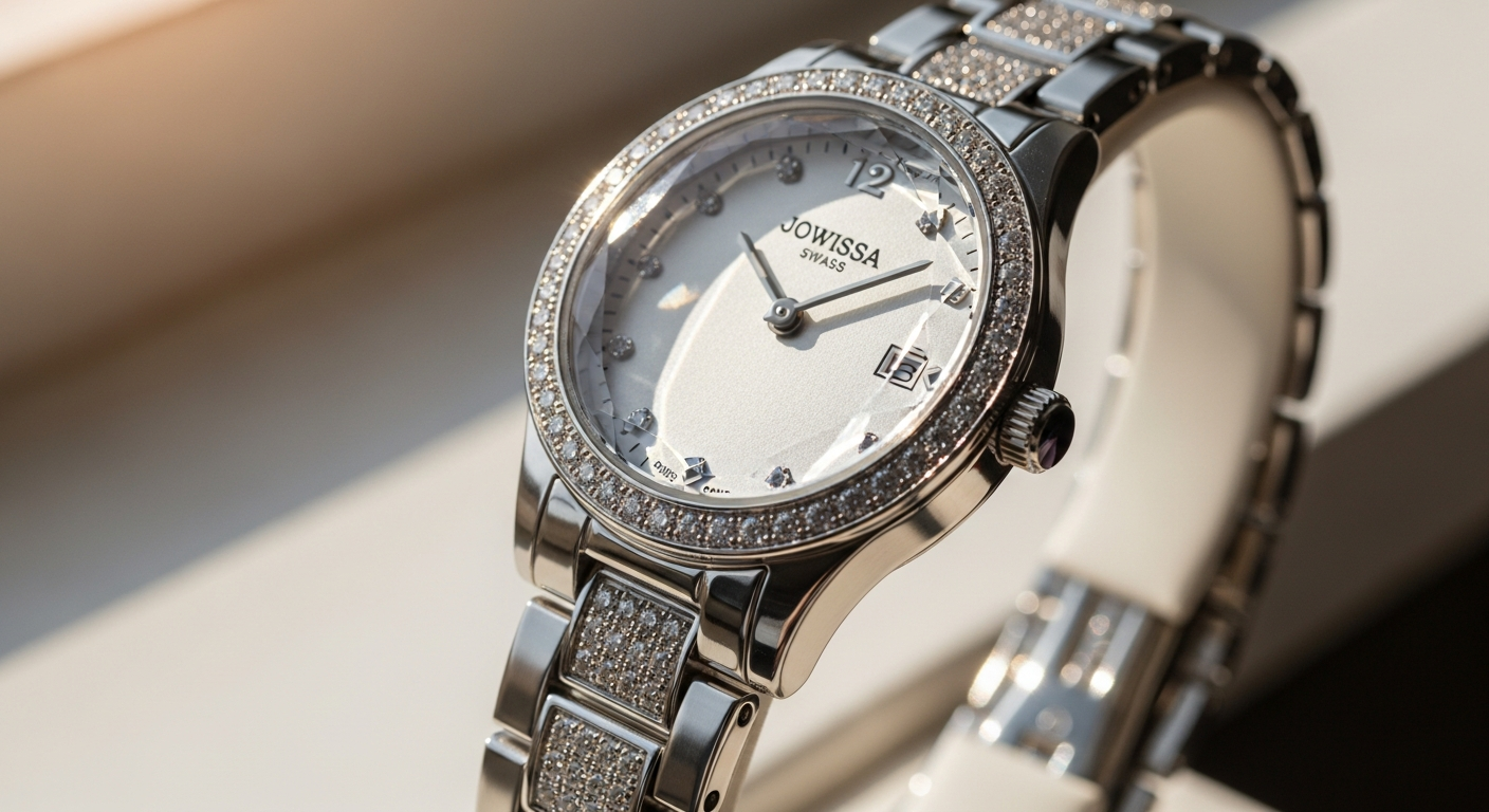 Jowissa Facet Strass Swiss Ladies Watch with diamond-cut crystal and Strass stones
