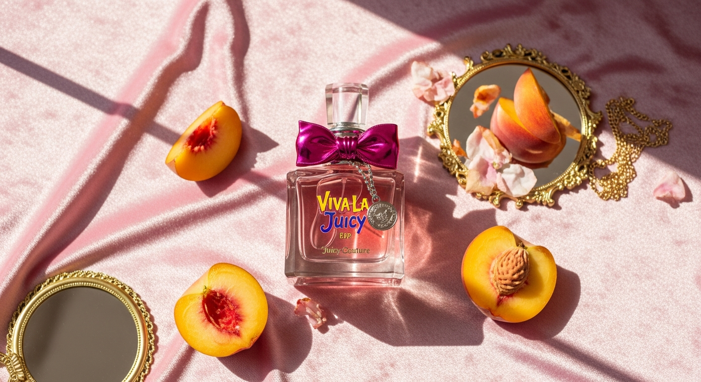 Viva La Juicy EDP Spray bottle with golden amber liquid and pink label
