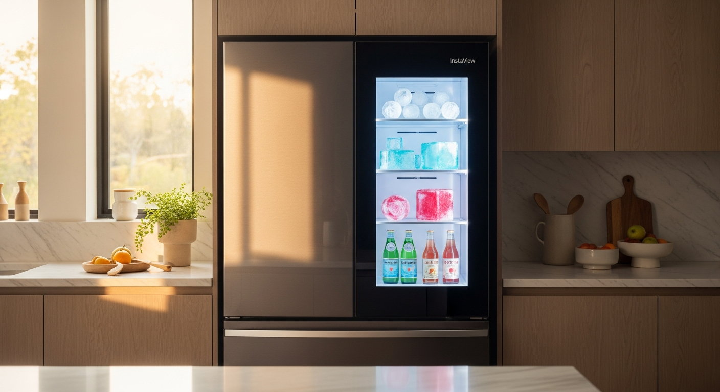 LG InstaView Craft Ice French Door Refrigerator in modern kitchen