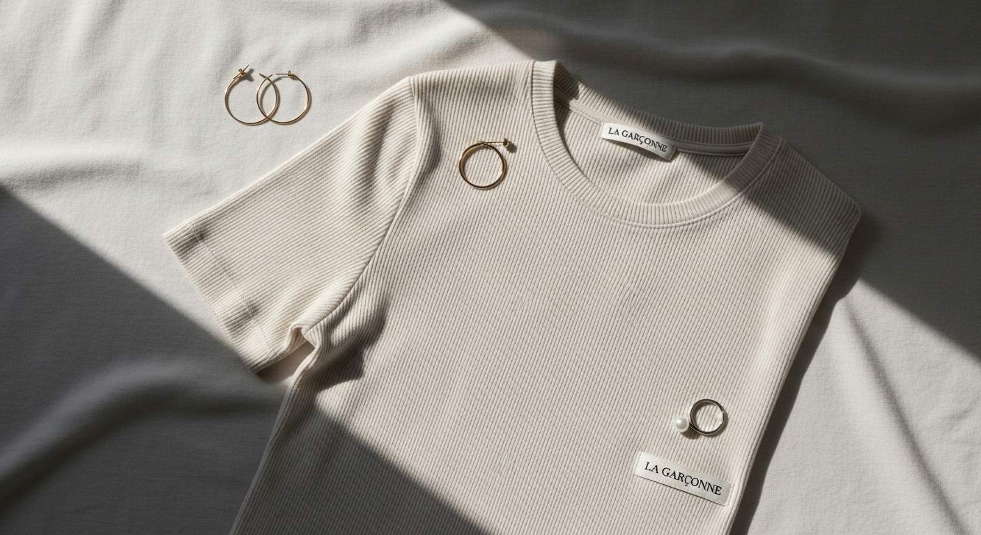 La Garçonne Moderne Didion Rib Tee in pale yellow, minimalist luxury basic