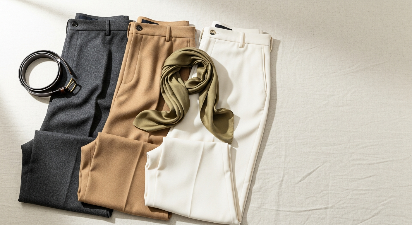 La Garconne Moderne wide-leg slouchy wool trousers in neutral tone