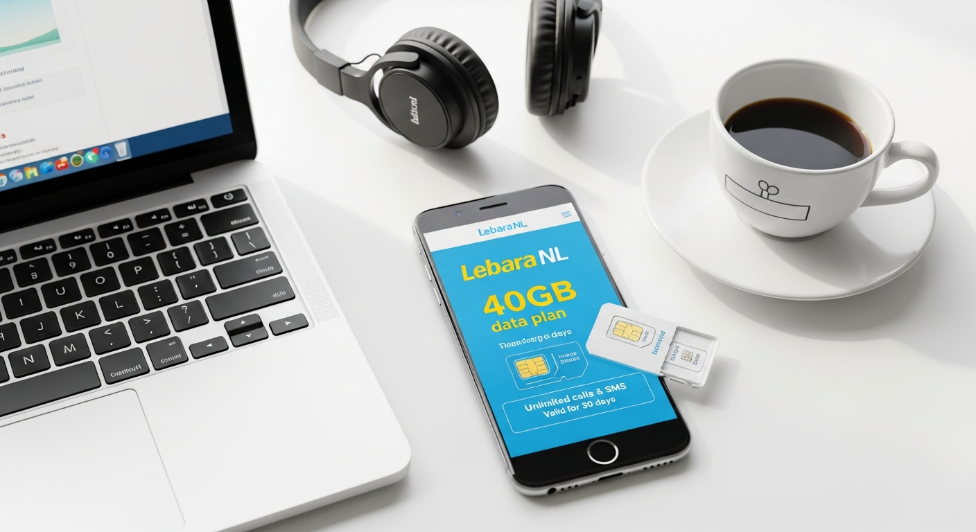 Lebara NL 40GB SIM Only Plan promotional offer displayed on smartphone screen