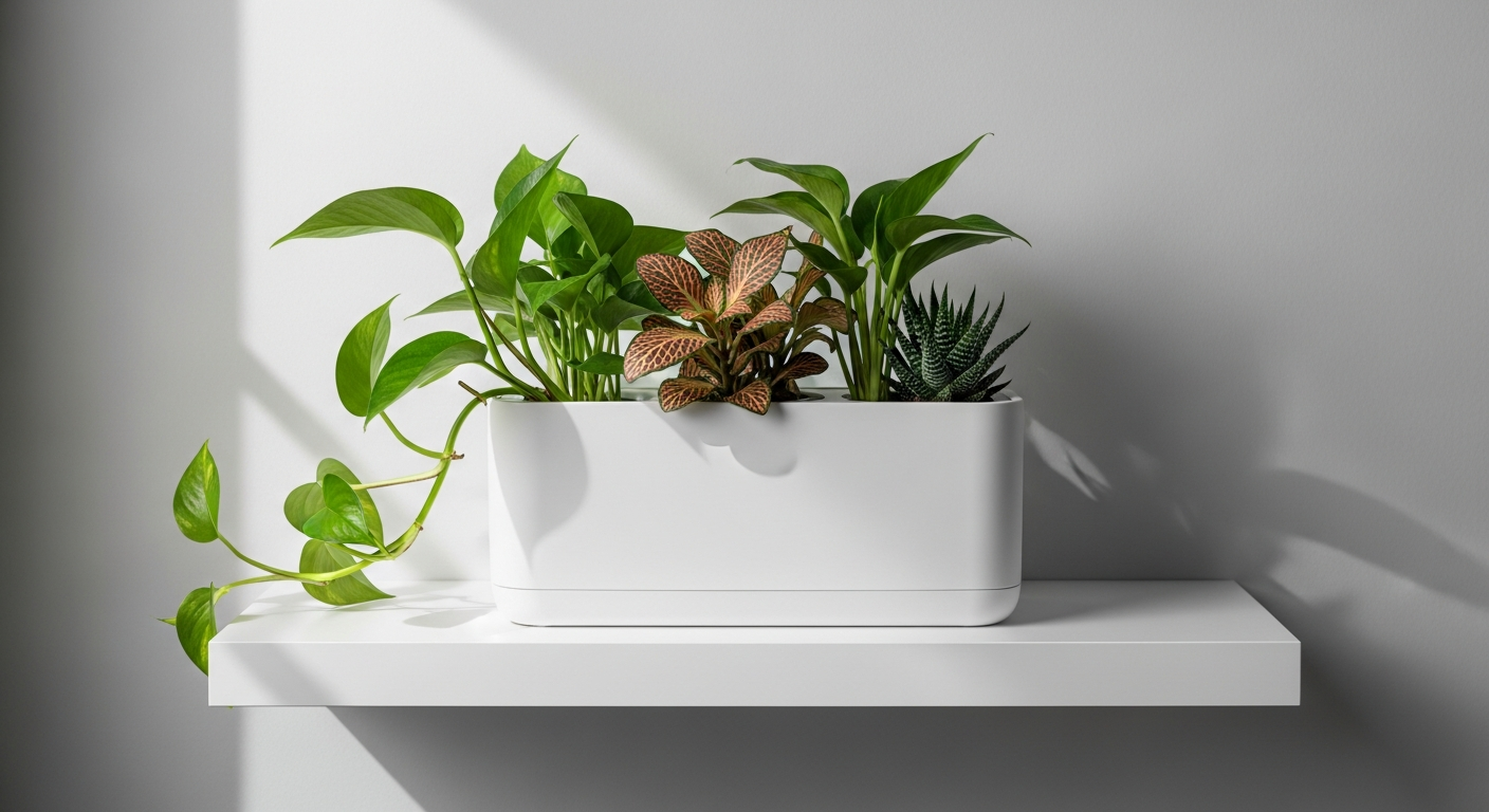 Lechuza BALCONERA self-watering planter system with water reservoir and plant insert displayed