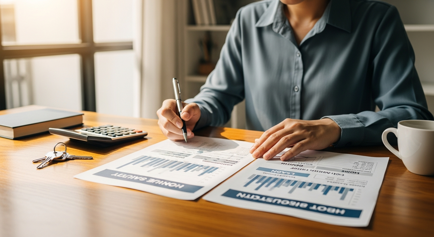 Secured homeowner loan documents and calculator showing debt consolidation savings