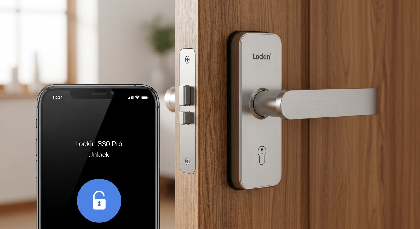Lockin S30 Pro smart door lock with fingerprint scanner and app control interface